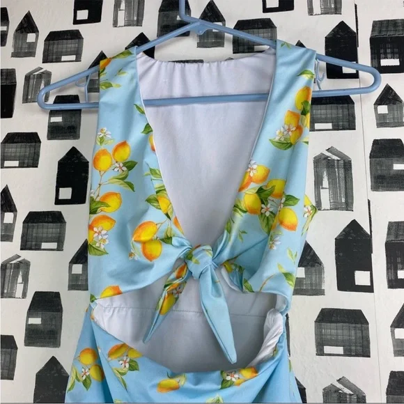 ASOS One piece Swimsuit Lemon Print Tie Back - Picture 5 of 5